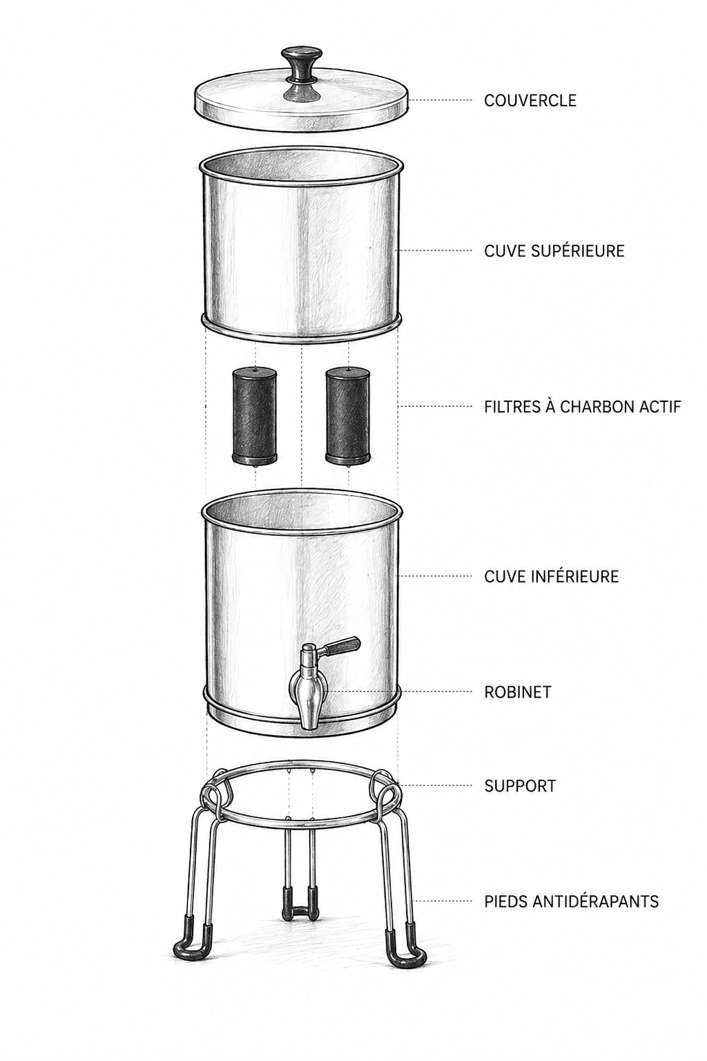 Filtre à eau par gravité
