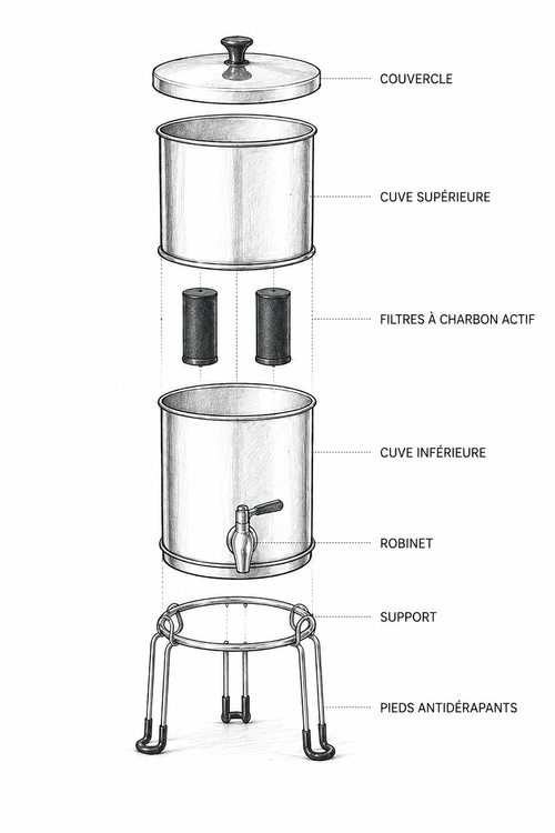 Filtre à eau par gravité